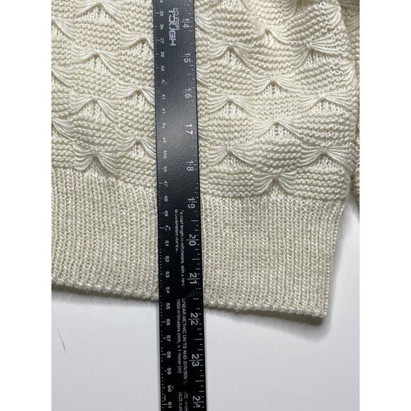 Forever 21 Plus Cream Knit Cardigan Puff Sleeve Button Front Sweater 0X - Picture 7 of 8